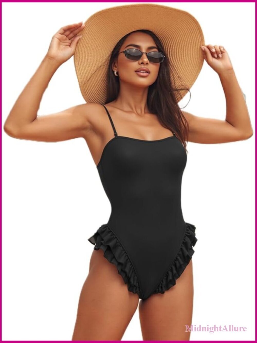 Womens One Piece Swimsuits Y2K Ruffle Spaghetti Strap Square Neck Tummy Control